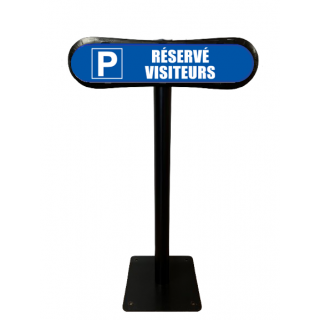 Poteau Com'Park parking réservé visiteurs bleu