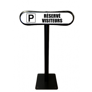 Poteau Com'Park parking réservé visiteurs blanc