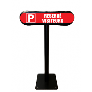 Poteau Com'Park parking réservé visiteurs rouge