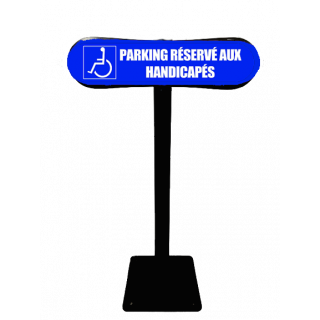 Poteau Com'Park Parking réservé aux handicapés bleu
