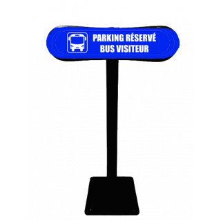 Poteau Com'Park parking réservé bus visiteur bleu