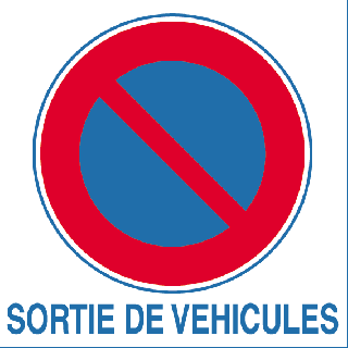 Panneau interdiction de stationner sortie de véhicules PVC