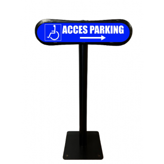 Poteau Com'Park accès parking handicapé droite bleu