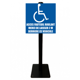 Poteau parking handicapé accès fauteuil roulant PVC