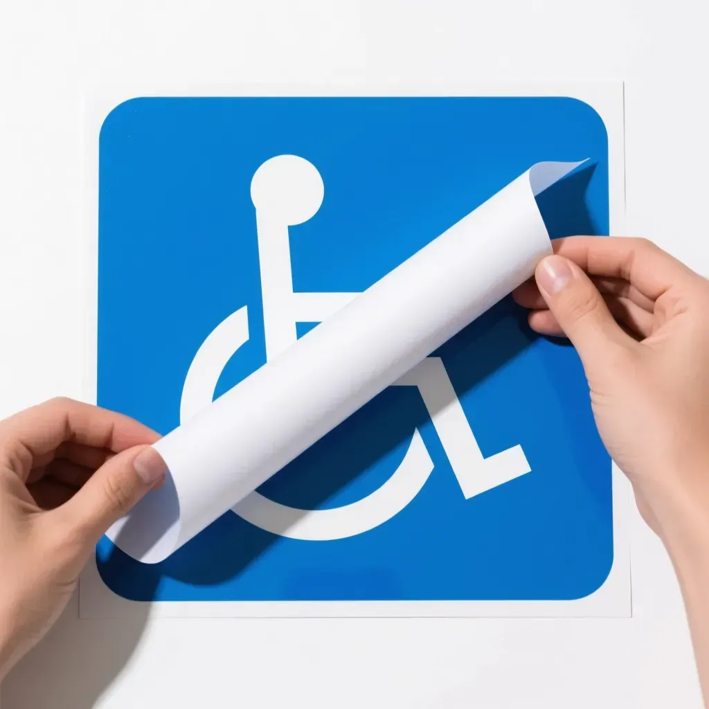 Autocollant pictogramme handicapé fauteuil roulant PMR - Format carré Com'Park