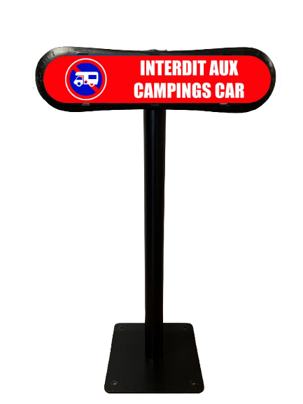 Usages professionnels signalétique interdiction parking Compark Poteau avec Com'Park avec visuel interdit aux Camping Car interchangeable