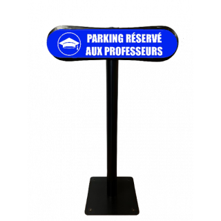 Poteau Com'Park parking réservé aux professeurs bleu