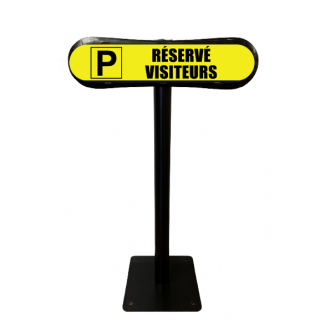 Poteau Com'Park parking réservé visiteurs jaune