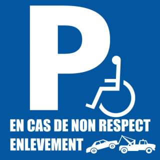Autocollant parking handicapé en cas de non respect enlèvement