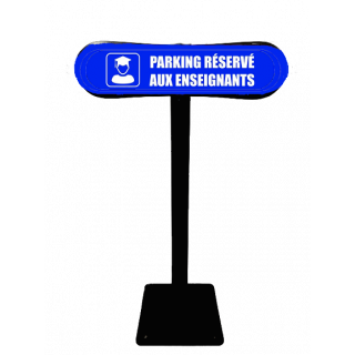 Poteau Com'Park parking réservé aux enseignants bleu