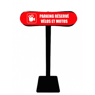 Poteau Com'Park parking réservé vélos et motos rouge