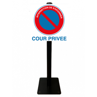 Poteau Parking interdiction de stationner cour privée ALU