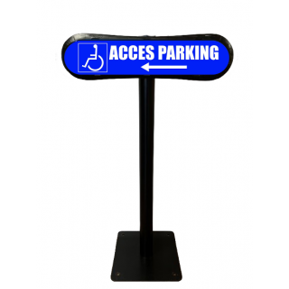 Poteau Com'Park accès parking handicapé gauche bleu