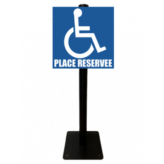 Poteau place réservée handicapé alu