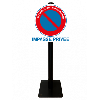 Poteau Parking interdiction de stationner impasse privée alu