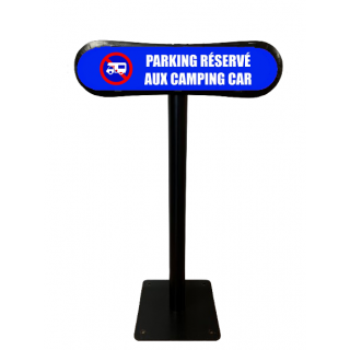 Poteau Com'Park parking réservé aux camping cars bleu